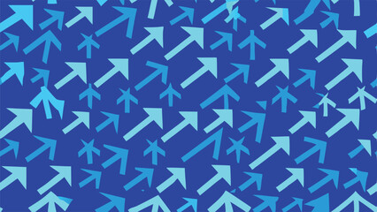 Seamless pattern of various blue arrows pointing in different directions background