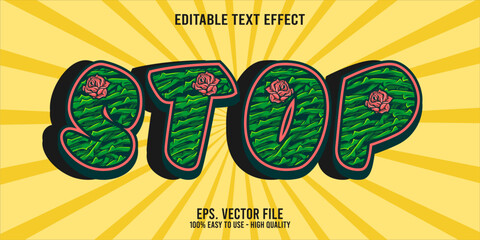 Editable text effect STOP word art typography illustration template style premium vector