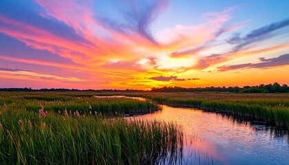 Sunset over a tranquil marsh (2)