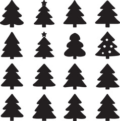 Obraz premium Collection of Black Christmas Tree Silhouettes Vector