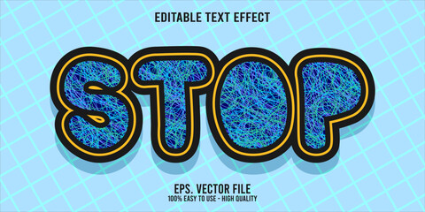 Editable text effect STOP word art typography illustration template style premium vector