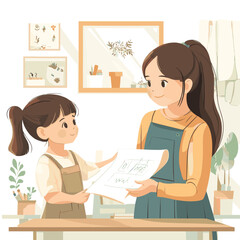 Child shows drawings