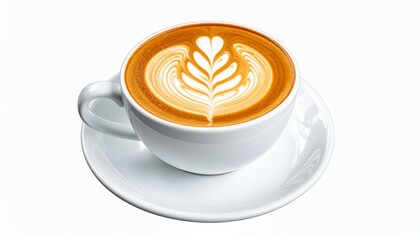 Cup of coffee latte with latte art on studio photo