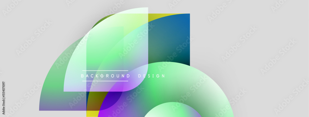Poster Abstract colorful shapes overlap, creating dynamic background. Gradient hues blend smoothly, offering modern visual appeal.