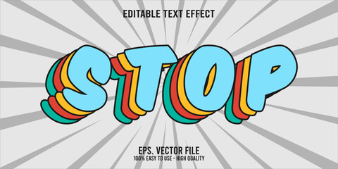 Editable text effect STOP word art typography illustration template style premium vector