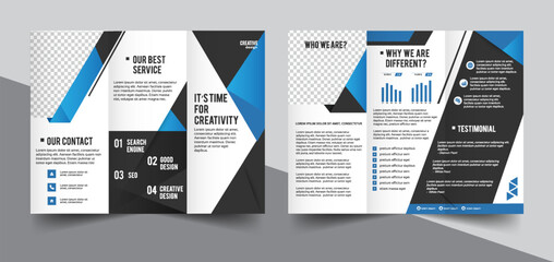 Template vector design for Brochure, AnnualReport, Magazine, Poster, Corporate Presentation, Portfolio, Flyer, infographic, layout modern with blue color size A4, Front and back, Easy to use and edit.