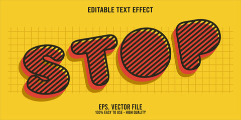 Editable text effect STOP word art typography illustration template style premium vector