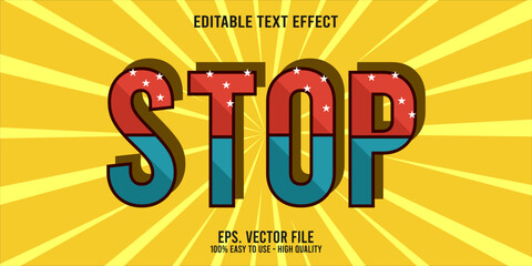 Editable text effect STOP word art typography illustration template style premium vector