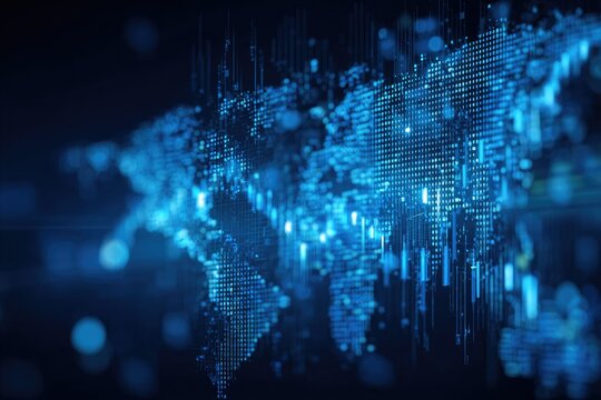 Global data network, abstract world map