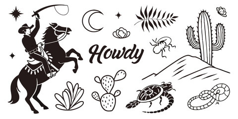 Desert Western Elements – Cowboy Culture and Cactus SVG Collection