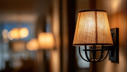 Warm wall lamp in a room