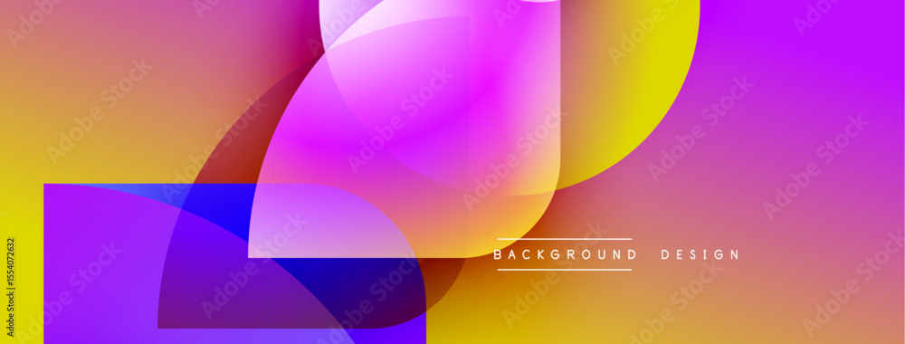 Aufkleber Abstract vibrant design features overlapping colorful shapes. Gradient hues blend, creating modern visual impact. Background elements suggest dynamic composition.