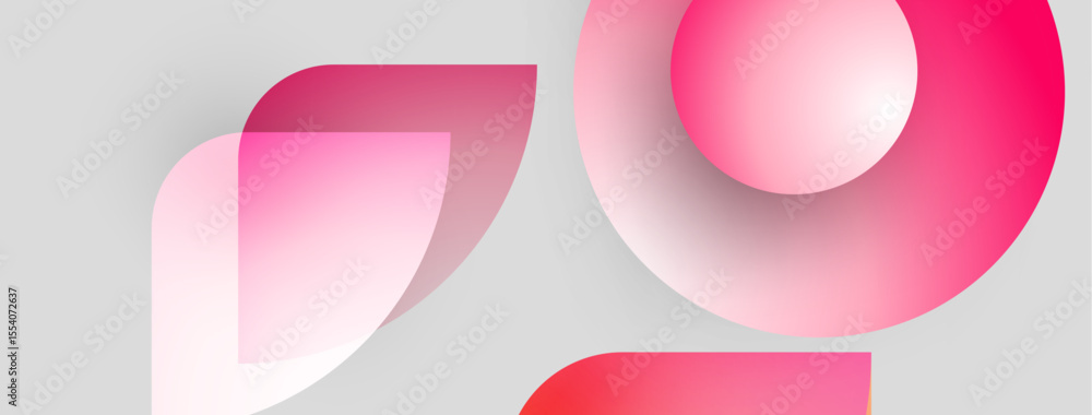 Aufkleber Abstract design features overlapping pink shapes, creating dynamic visual effect. Light gray background provides contrast. Minimalist composition.