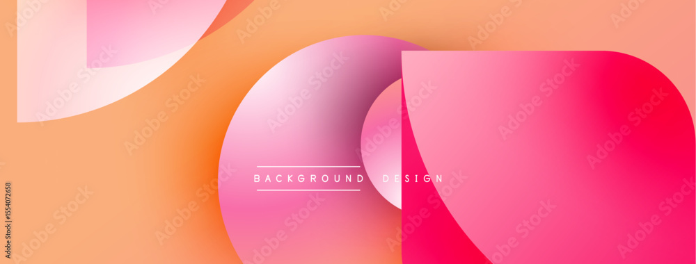 Poster abstract geometric shapes overlap, creating vibrant orange, pink gradients. modern design element fo