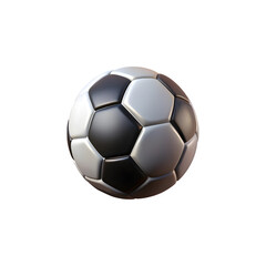 Realistic 3d render of a classic black and white soccer ball isolated on black