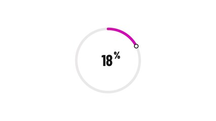 18% number loading circle icon illustration 4K resolution.