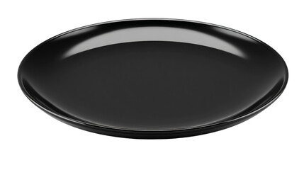 a black plate with a white background