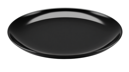 a black plate with a white background