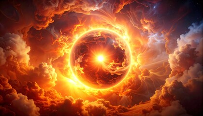 Fiery Celestial Orb A Cosmic Inferno Artwork