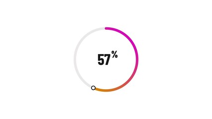 57% number loading circle icon pie chart illustration 4K resolution.