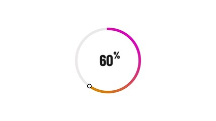 60% number loading circle icon pie chart illustration 4K resolution.