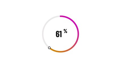 61% number loading circle icon pie chart illustration 4K resolution.