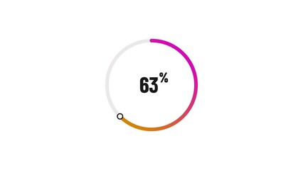 63% number loading circle icon pie chart illustration 4K resolution.