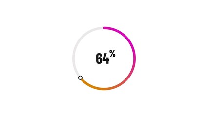 64% number loading circle icon pie chart illustration 4K resolution.