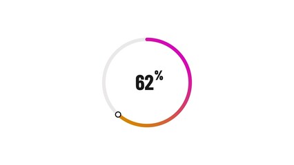 62% number loading circle icon pie chart illustration 4K resolution.