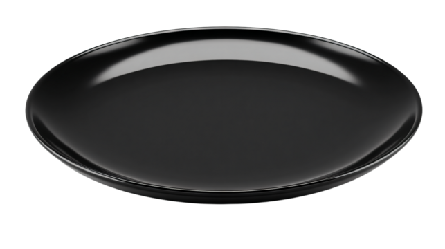 a black plate with a white background
