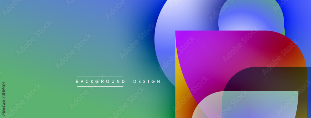 Poster Abstract colorful shapes overlap, creating vibrant gradient background. Modern design elements suggest creativity, fluidity.