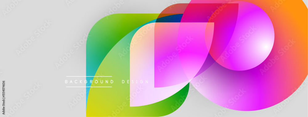 Poster Abstract colorful overlapping shapes. Vibrant gradients create modern design. Smooth transitions, dynamic composition, bright hues.
