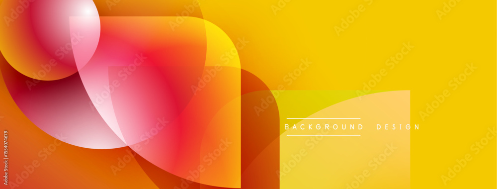 Aufkleber Abstract vibrant layers overlap, creating dynamic warm color gradients. Yellow dominates background, orange and pink accents present. Modern design element.