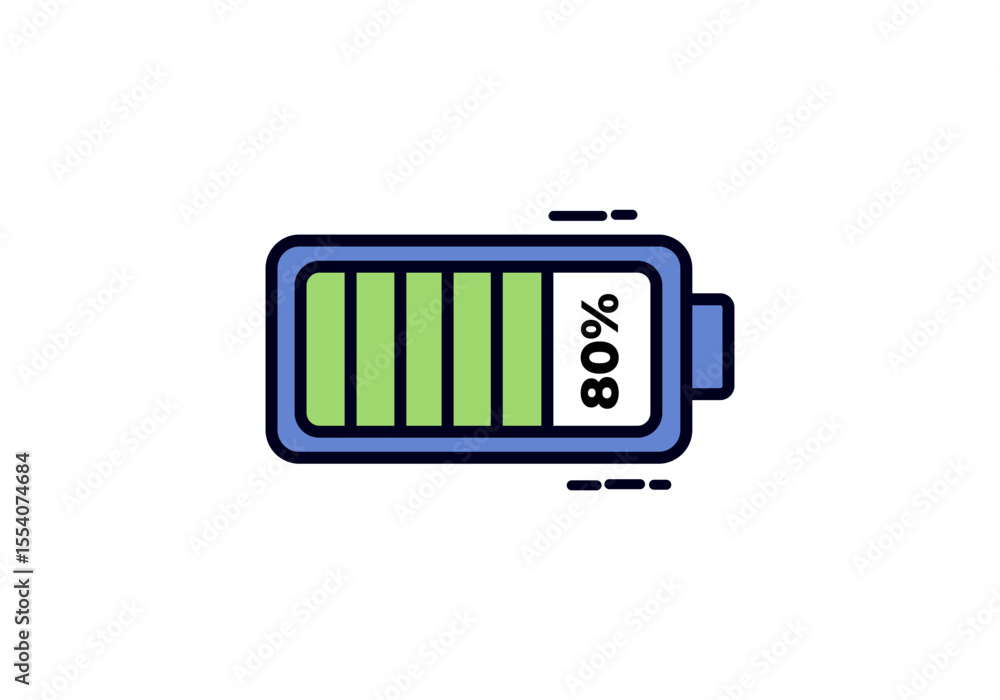 Aufkleber simple vector icon showing a battery at 80% charge, perfect for illustrating power status or device 