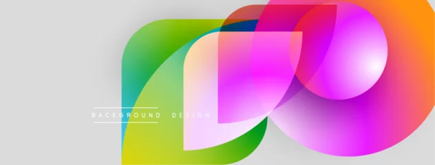 Fotobehang Abstract colorful overlapping shapes. Vibrant gradients create modern design. Smooth transitions, dynamic composition, bright hues. © antishock