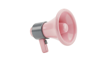 Pink Handheld Megaphone with Black Handle on White Background