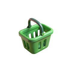 Fototapeta premium 3d render of a green shopping basket on a black background perfect for retail concepts