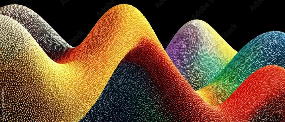 Poster abstract colorful hillscape gradient texture of small spheres background