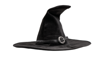 a black hat with a buckle on it