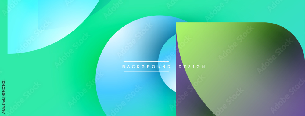 Poster abstract vibrant layers overlap. blue, green, yellow hues create modern background. text reads backg