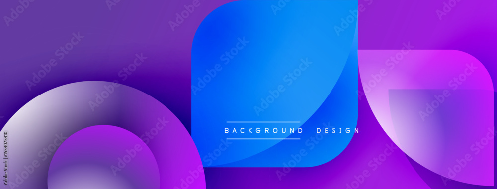 Poster abstract gradient shapes overlap. purple, blue hues dominate design. minimalist text reads backgroun