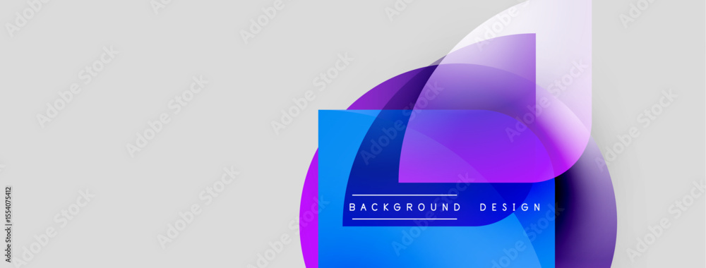 Poster Abstract colorful shapes overlap, creating dynamic background. Text reads background design within blue rectangle. Minimalist style.