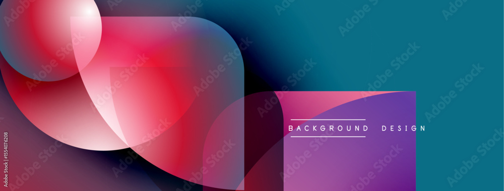 Fototapete Abstract fluid shapes blend vibrant colors. Gradient transitions create dynamic visual effect. Modern design element for backgrounds.