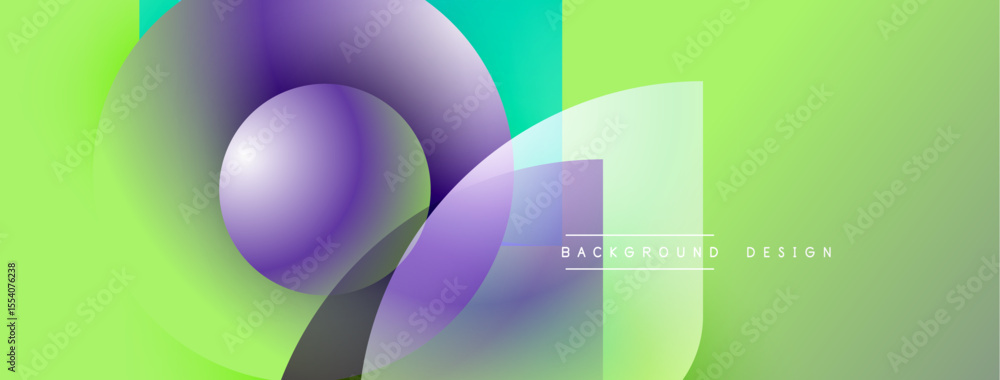 Aufkleber Abstract geometric shapes overlap. Vibrant colors blend, creating modern design. Light gradients enhance visual depth. Background feels dynamic, fresh.