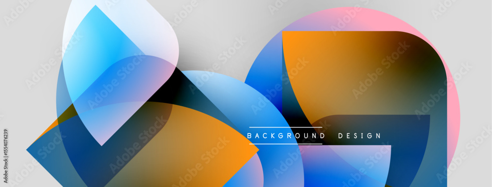 Fototapete Abstract shapes overlap, creating vibrant color blends. Modern design features soft gradients, smooth transitions. Background suggests dynamic composition.