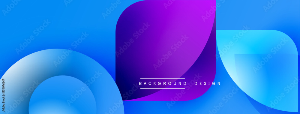 Poster Abstract fluid shapes, vibrant blue purple gradient. Modern design element for backgrounds, digital art. Smooth curves create dynamic composition.