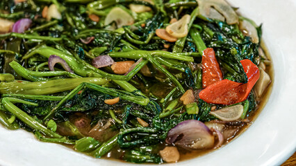 Stir Fried Water Spinach, a delicious and flavorful asian vegetable dish