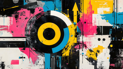 High-Contrast Artistic Collage Featuring Circular Target Representing Brand Positioning Strategies, Strategic Marketing Approaches, and Business Growth Visualization in Dynamic, Modern Desig59627272 1