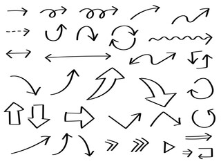 マーカーで書いた風の手描き矢印セット_黒線