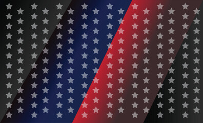 Fototapeta premium Diagonal star pattern with red, blue, and black stripes vector background